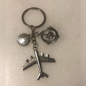 2024 Boeing Keychain Silver Airplane, Compass, Globe